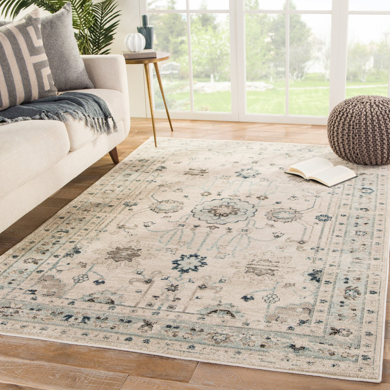 Canora Grey Phan Oriental Light Gray/Light Blue Area Rug & Reviews